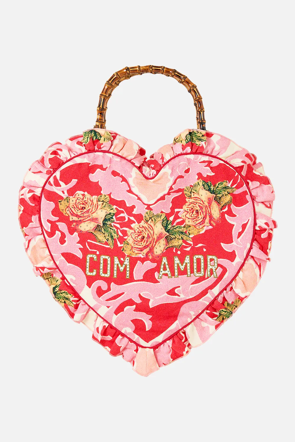OVERSIZED HEART FRILL EDGE TOTE PINK PORTO sold by Camilla