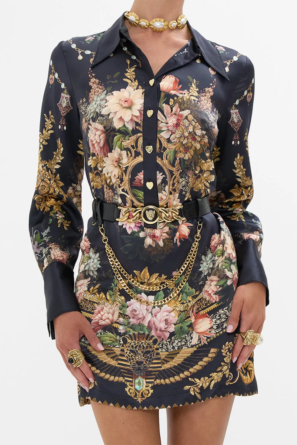 LEOPARD BUTTON BELT WITH CHAIN SOLID BLACK sold by Camilla product image thumbnail 4