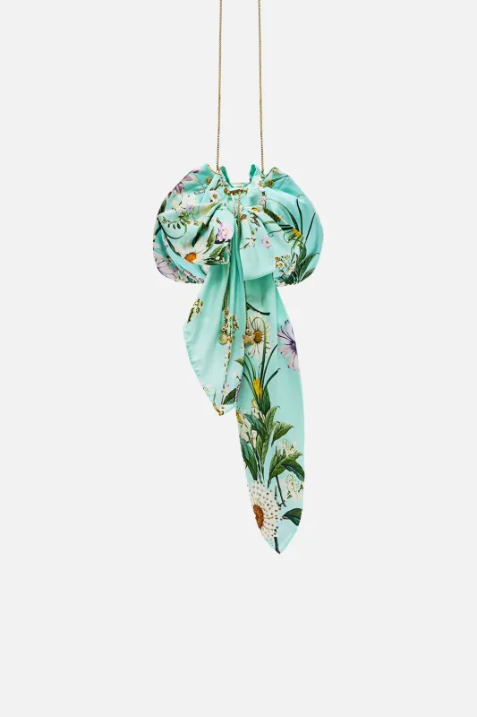 DRAWSTRING POUCH BAG WITH OVERSIZED BOW FLORAL FREEFALL sold by Camilla