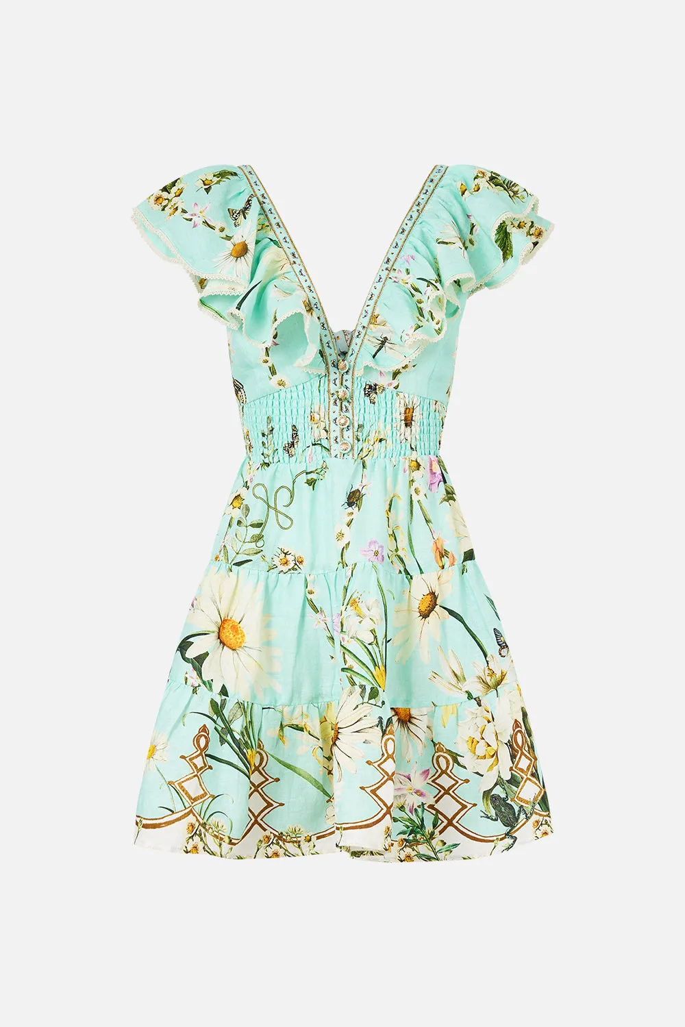 TIERED SHORT DRESS WITH NECK FRILL FLORAL FREEFALL sold by Camilla product image thumbnail 3