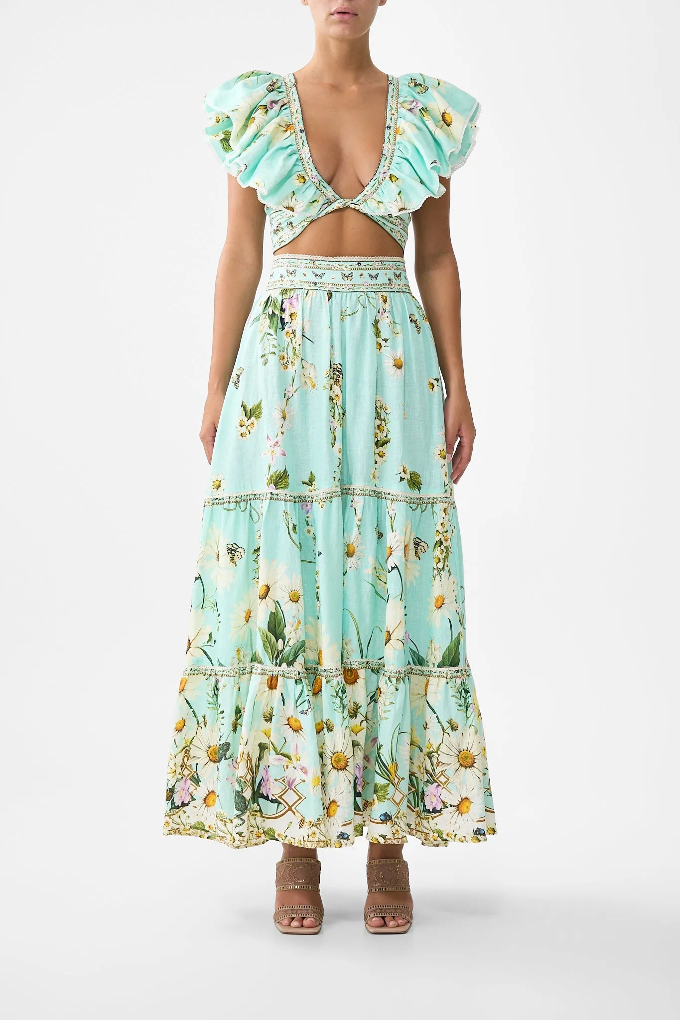 HIGH WAISTED TIERED SKIRT FLORAL FREEFALL sold by Camilla