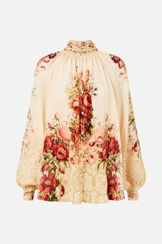 RAGLAN BUTTON UP SHIRT MEET ME AT THE MAJESTIC sold by Camilla