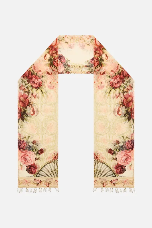 LONG SILK CRINKLE CHIFFON SCARF MEET ME AT THE MAJESTIC sold by Camilla
