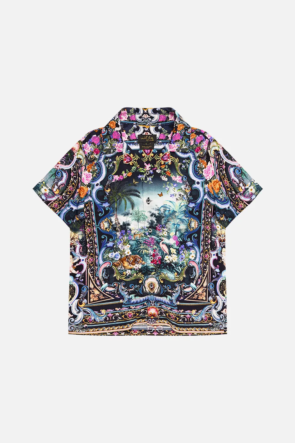 BOYS SHORT SLEEVE CAMP COLLARED SHIRT 4-10 BASKED IN BAROQUE sold by Camilla
