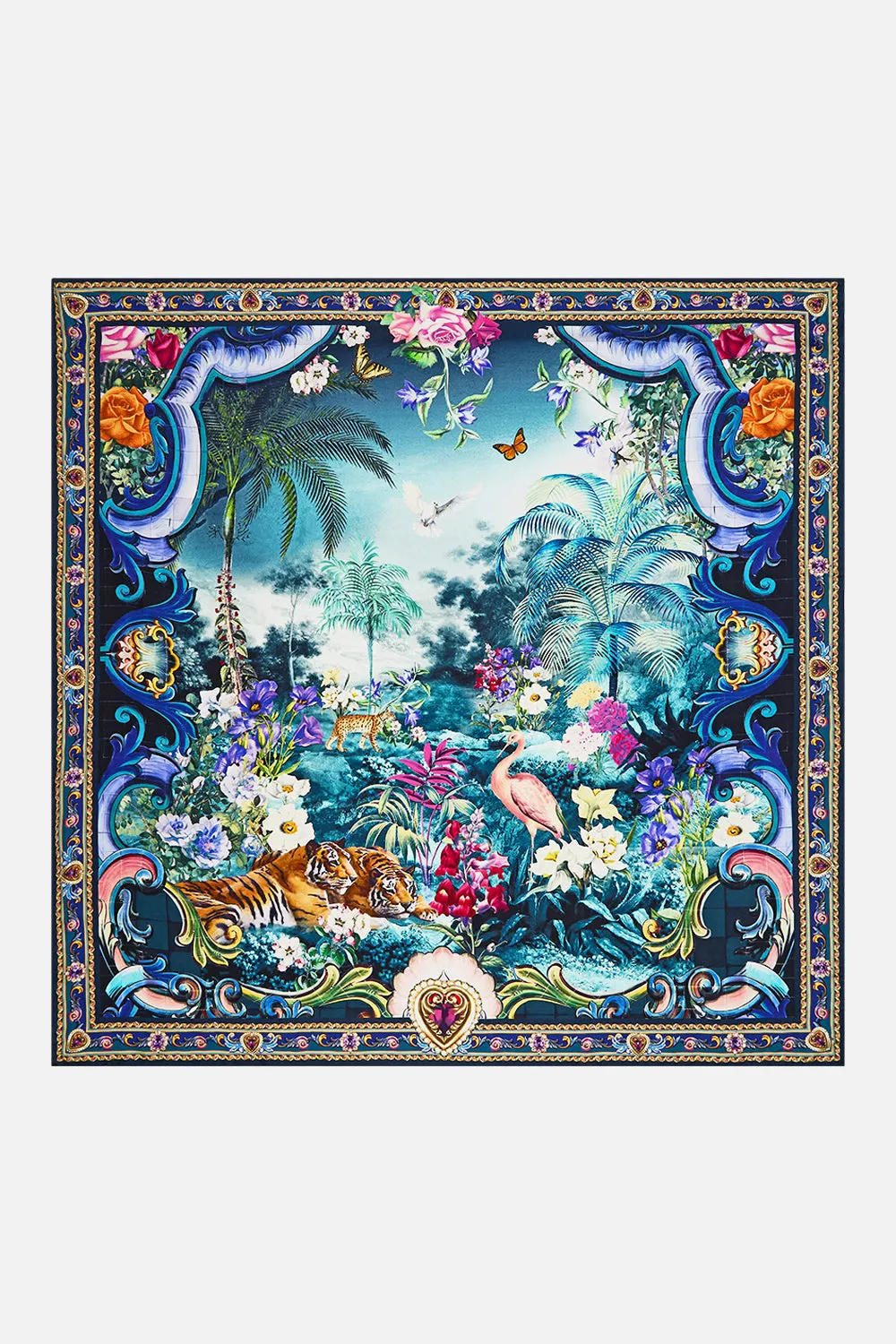 LARGE CRYSTALLED SILK SQUARE SCARF BASKED IN BAROQUE sold by Camilla product image thumbnail 2