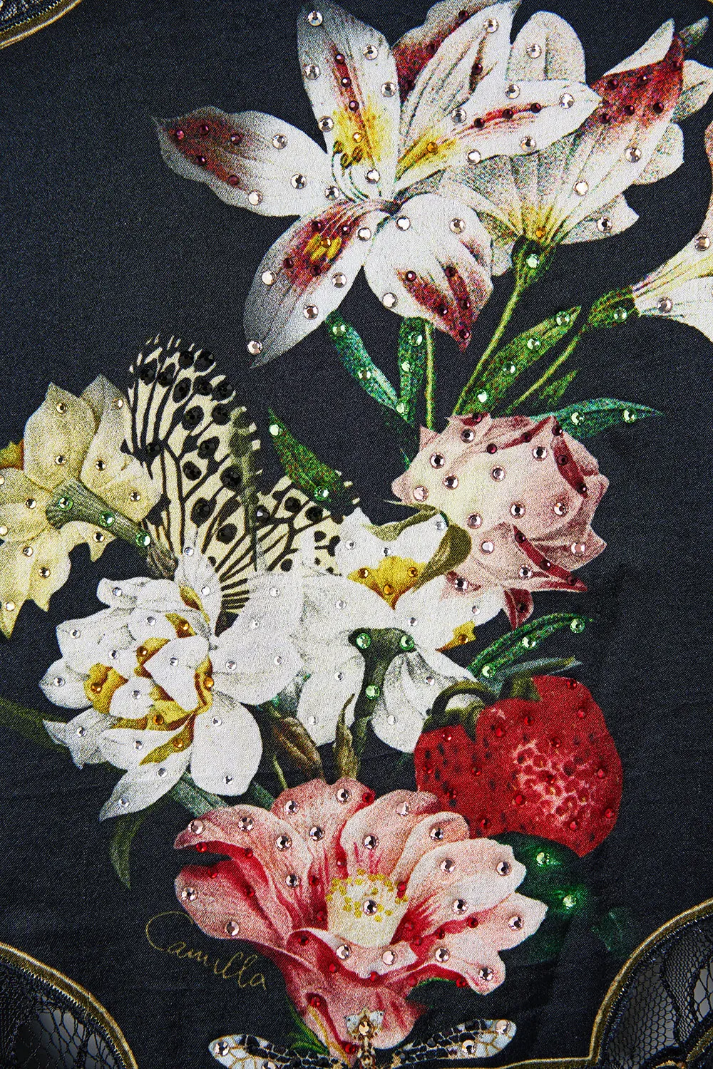 SLIM FIT ROUND NECK T-SHIRT WITH LACE NOBLE ENDEAVOURS sold by Camilla product image thumbnail 3