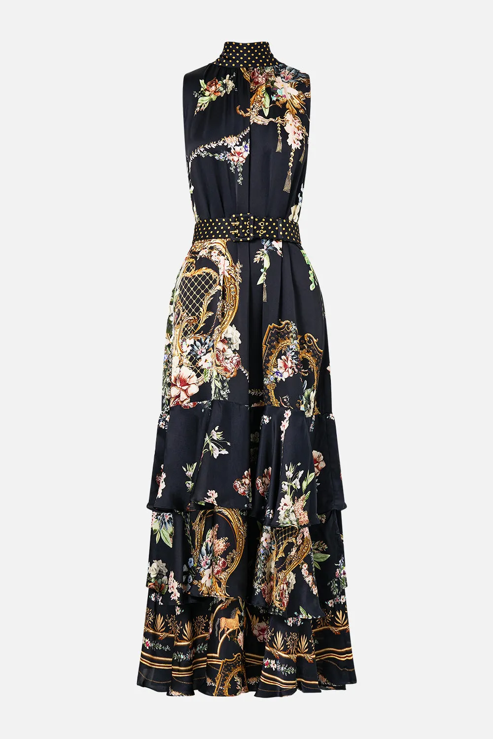 HIGHNECK TIERED RUFFLE HEM DRESS NOBLE ENDEAVOURS sold by Camilla