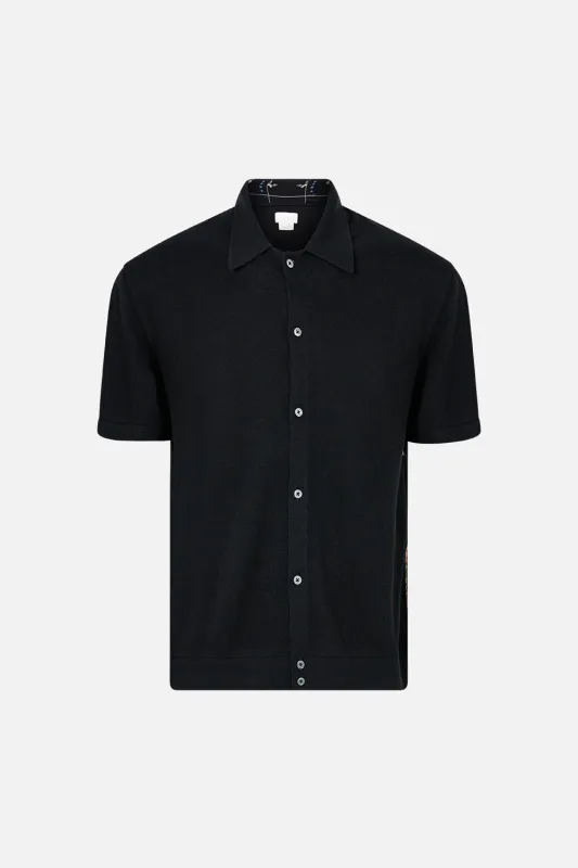 SHORT SLEEVE KNIT SHIRT W SILK CONTRAST BACK NOBLE ENDEAVOURS sold by Camilla