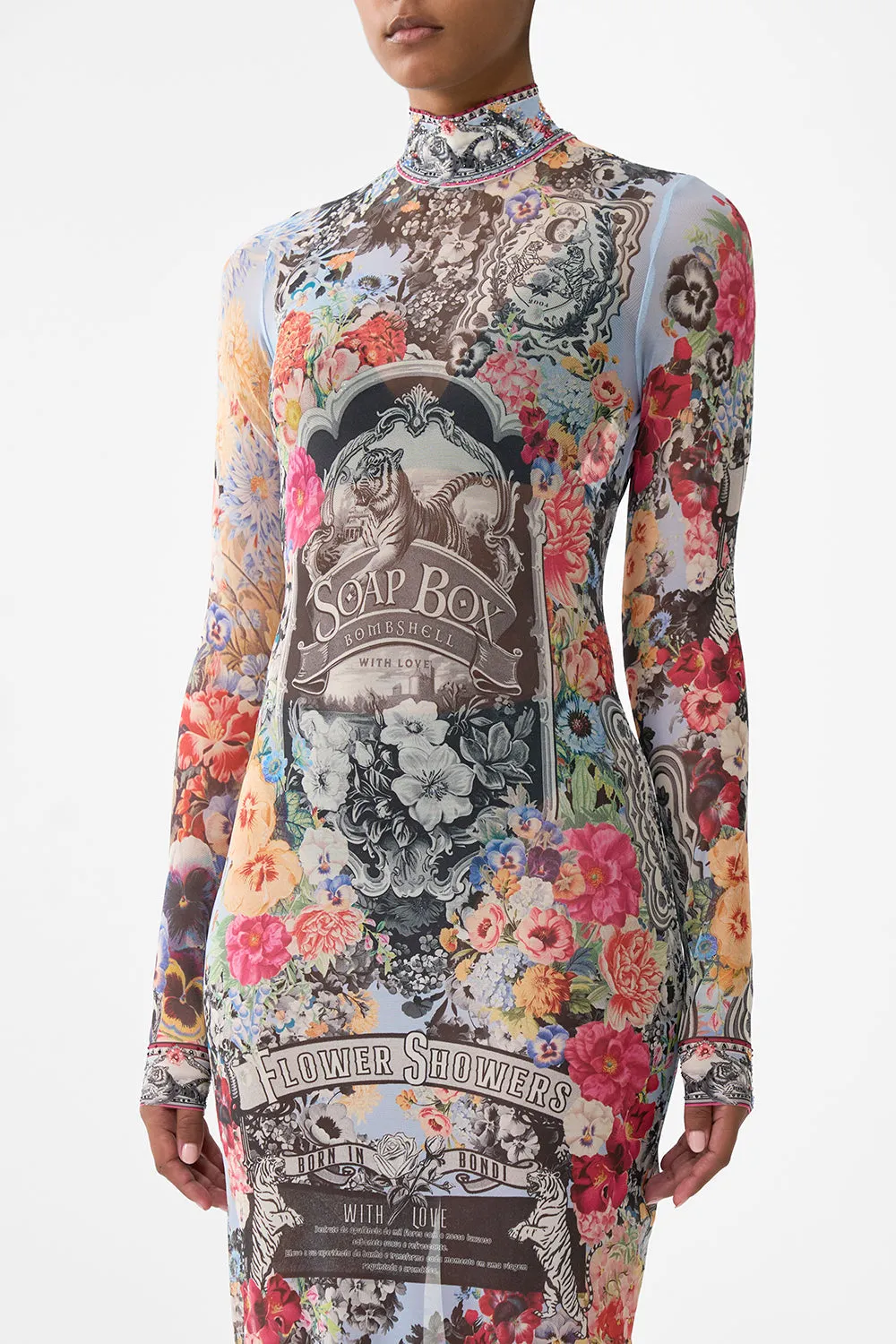 TURTLENECK MESH DRESS FLOWER SHOWERS sold by Camilla product image thumbnail 4