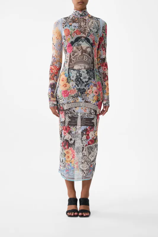 TURTLENECK MESH DRESS FLOWER SHOWERS sold by Camilla