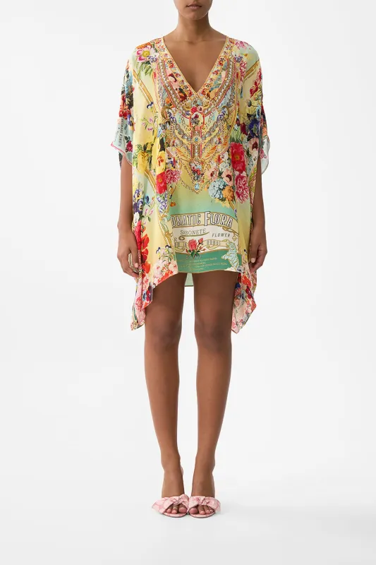 RECTANGULAR V NECK KAFTAN AROMATIC TIGER FLOWER sold by Camilla