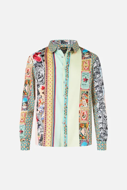 LONG SLEEVE PATCHWORK STRIPE COLLARED SHIRT SOAP OPERA sold by Camilla