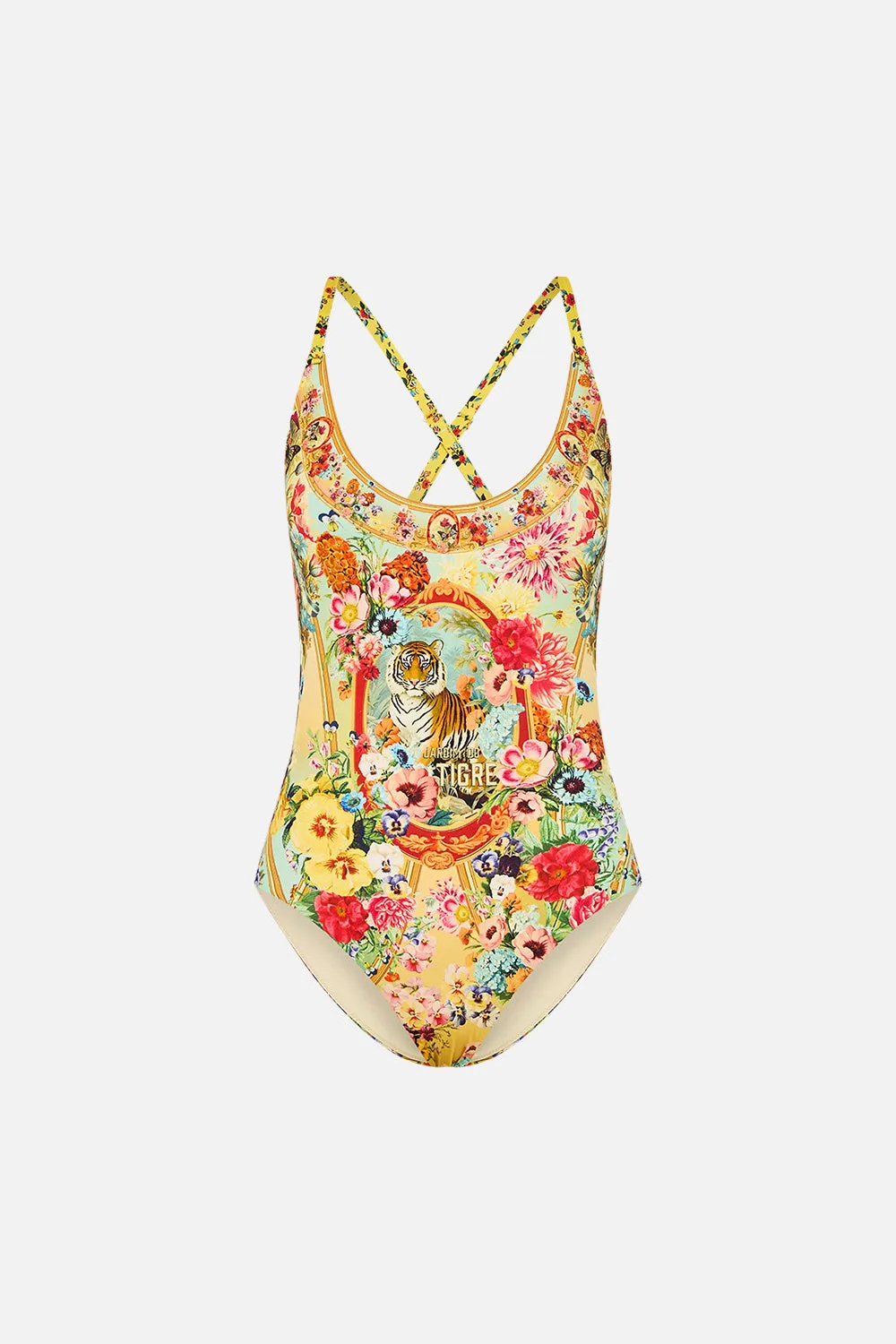 SCOOP NECK ONE PIECE WITH BUTTON STRAPS AROMATIC TIGER FLOWER sold by Camilla product image thumbnail 3