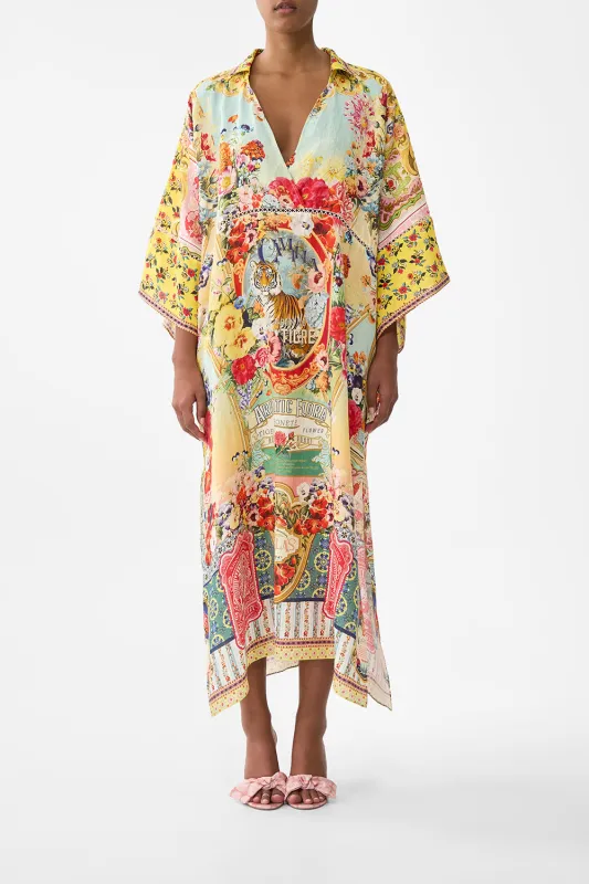 DEEP V KAFTAN WITH CUT-OUT DETAIL AROMATIC TIGER FLOWER sold by Camilla
