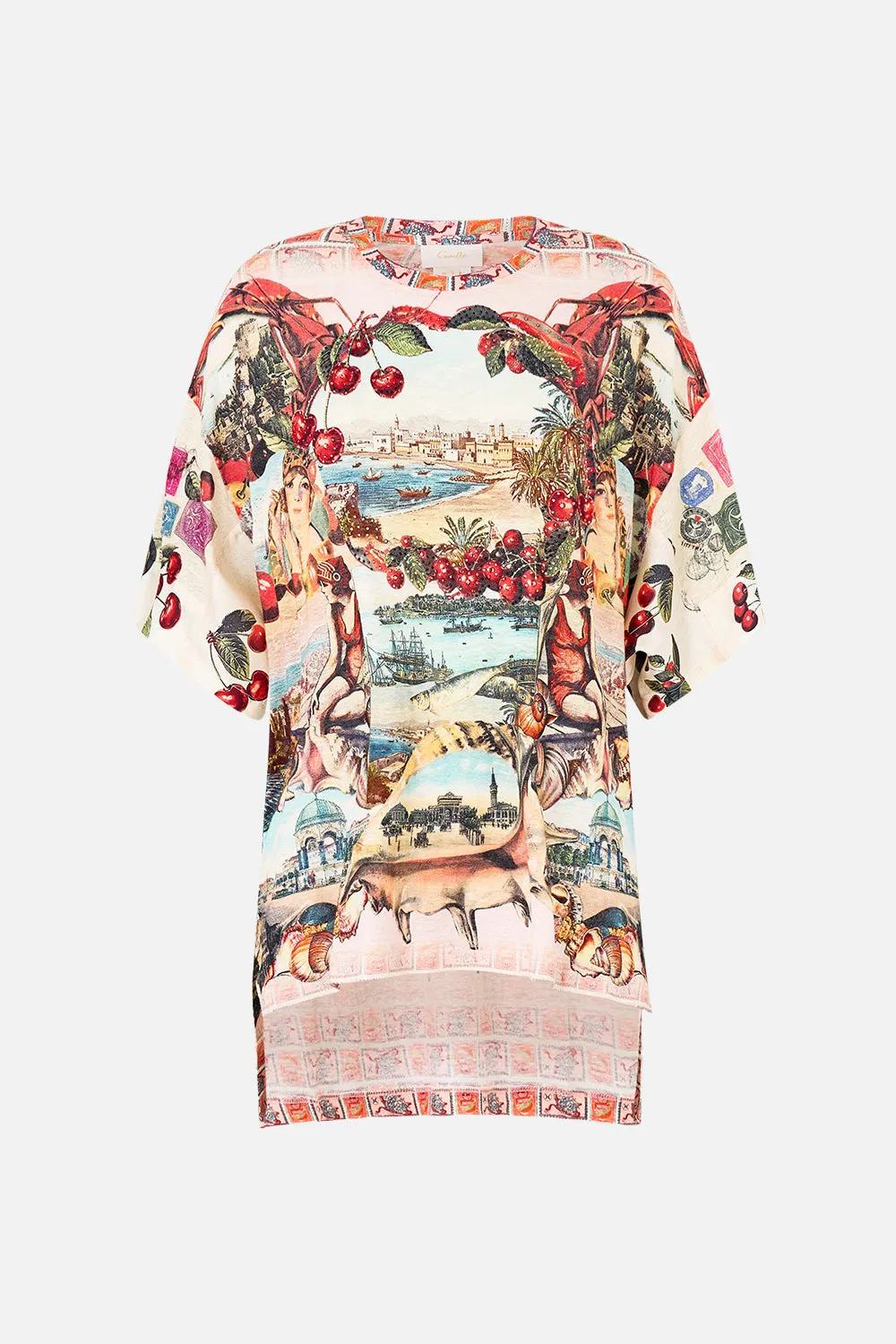 PANELLED SIDE SPLIT TEE NOTES FROM THE ROAD sold by Camilla product image thumbnail 3