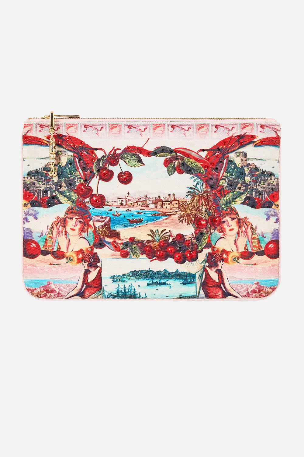 SMALL CANVAS CLUTCH NOTES FROM THE ROAD sold by Camilla