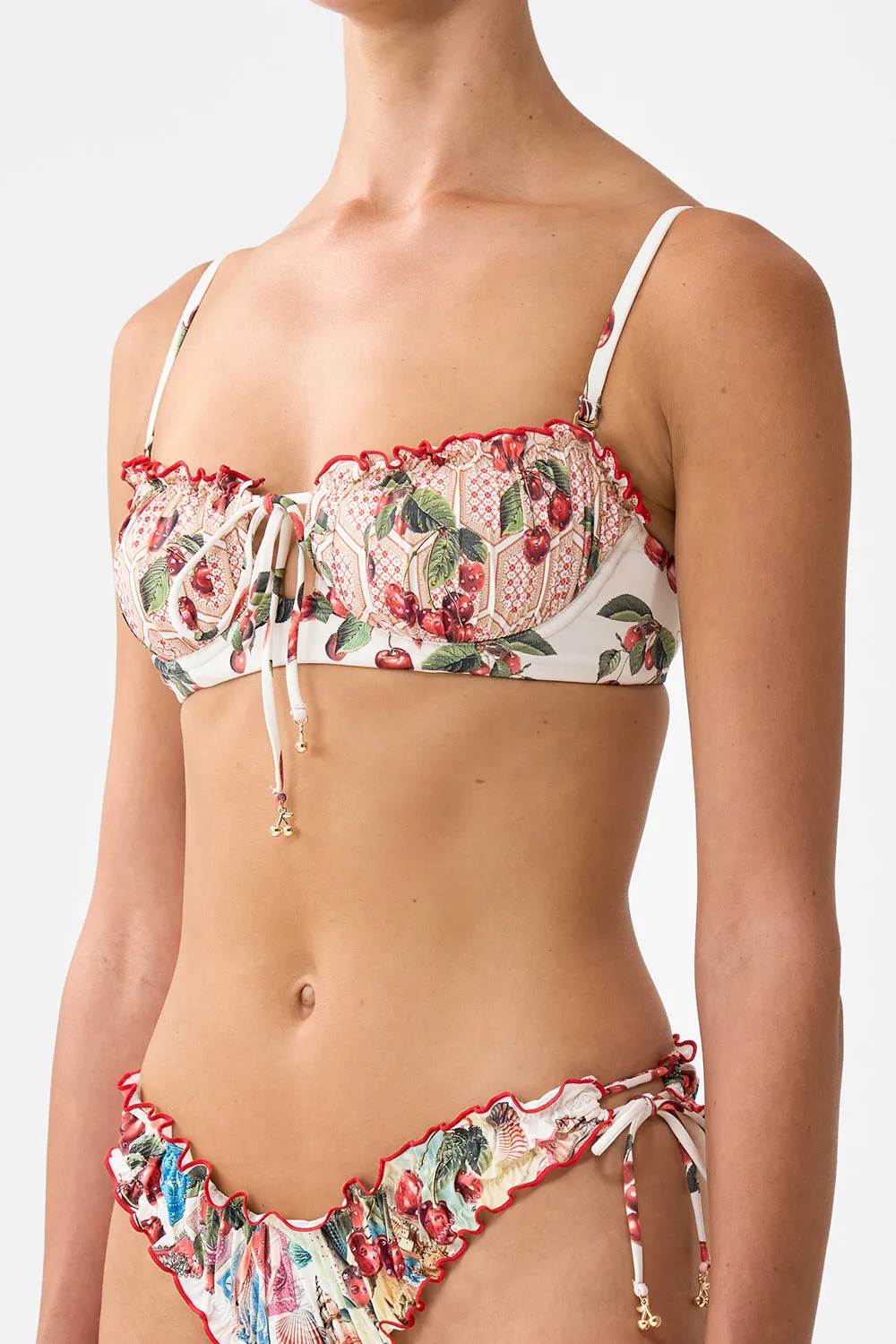 RUCHED CUP UNDERWIRE BIKINI TOP W TIE FRONT NOTES FROM THE ROAD sold by Camilla product image thumbnail 5