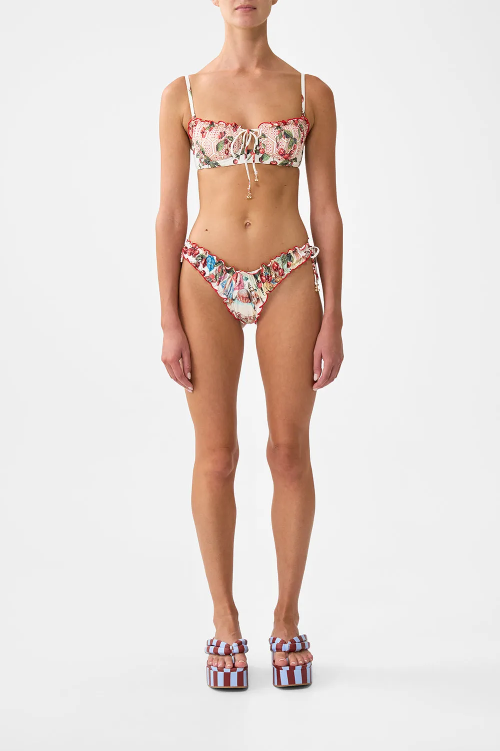 RUCHED CUP UNDERWIRE BIKINI TOP W TIE FRONT NOTES FROM THE ROAD sold by Camilla