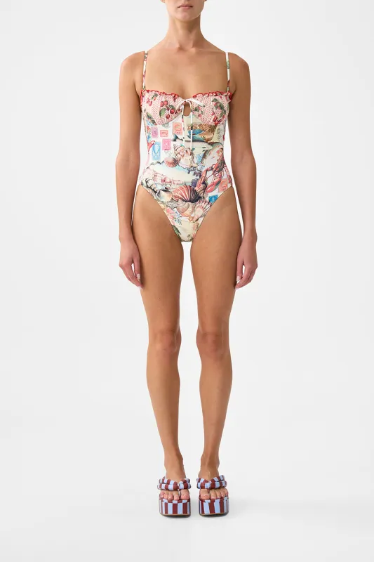 RUCHED CUP UNDERWIRE ONE PIECE W TIE FRONT NOTES FROM THE ROAD sold by Camilla