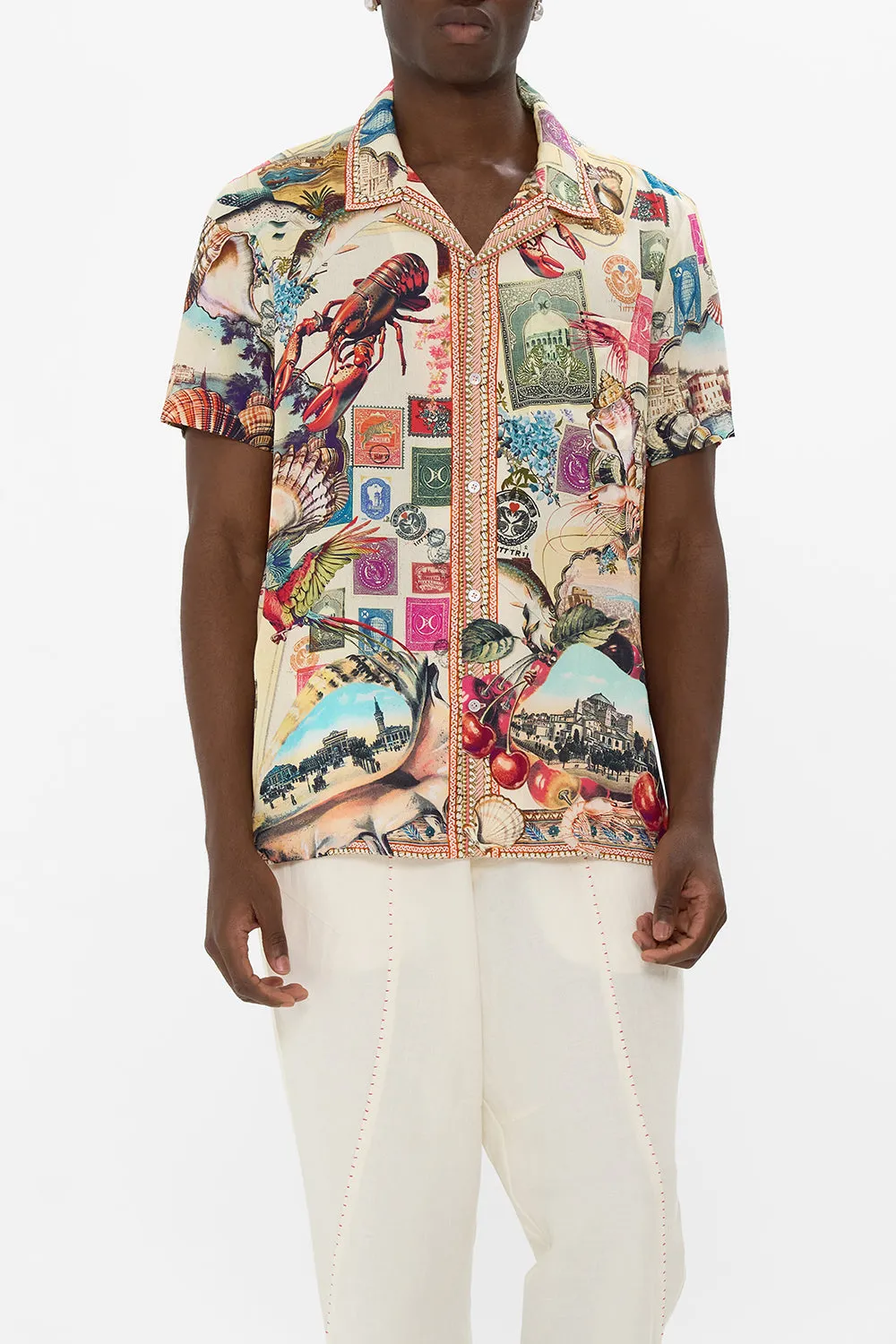 SHORT SLEEVE CAMP COLLARED SHIRT NOTES FROM THE ROAD sold by Camilla product image thumbnail 5