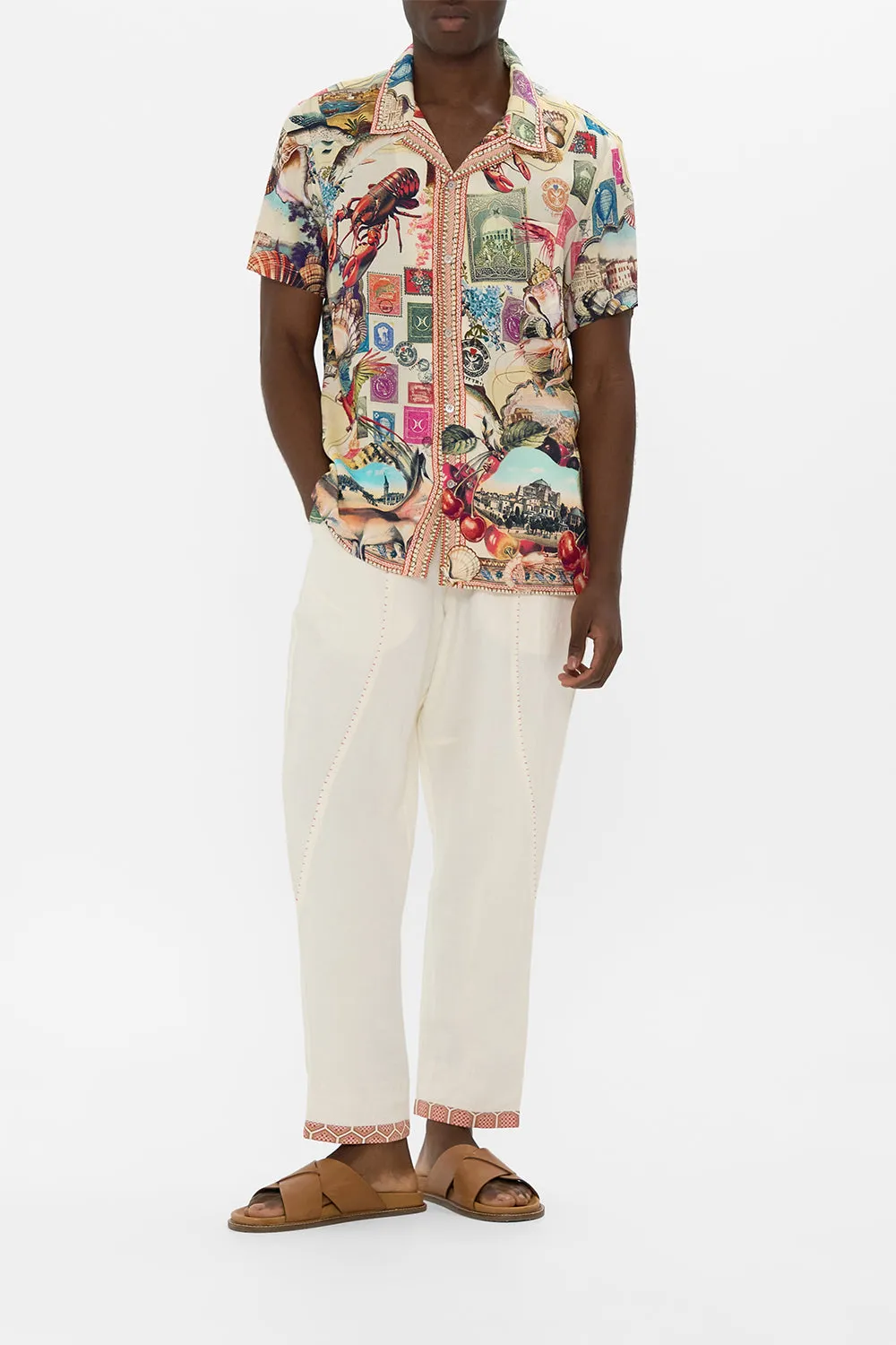 SHORT SLEEVE CAMP COLLARED SHIRT NOTES FROM THE ROAD sold by Camilla