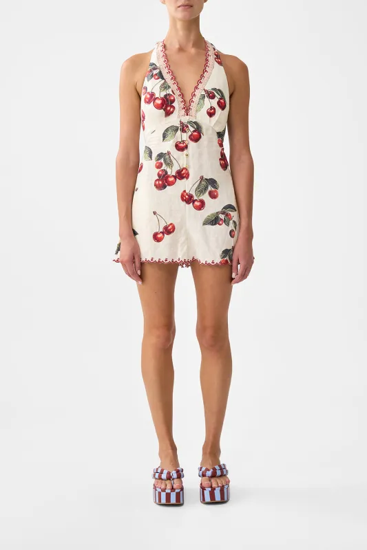 BUTTON FRONT HALTER PLAYSUIT NOTES FROM THE ROAD made by Camilla