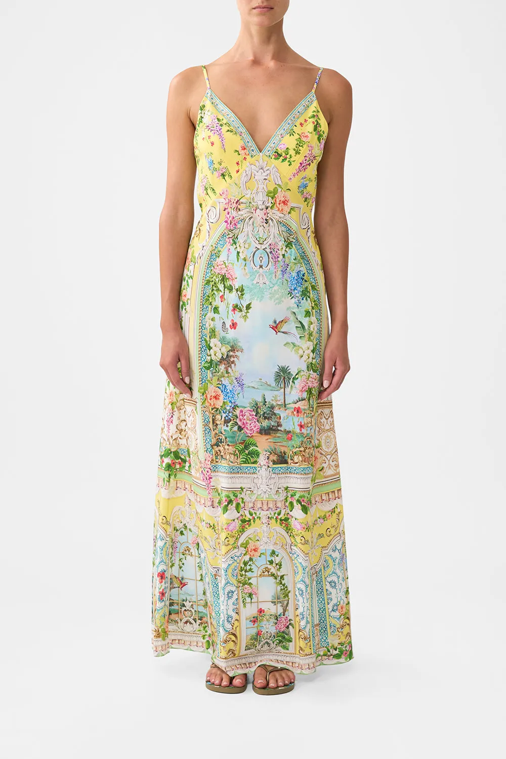 V NECK FULL LENGTH BIAS SLIP DRESS TALES OF TOPKAPI PALACE sold by Camilla