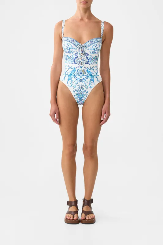 LACE UP UNDERWIRE MOULDED CUP ONE PIECE ISNIK LULLABY sold by Camilla