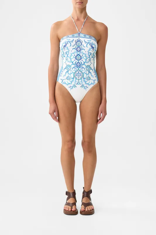 BANDEAU ONE PIECE WITH HALTER TIE ISNIK LULLABY sold by Camilla