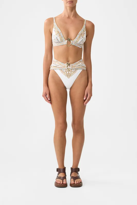 PLEATED HIGH TRIANGLE BIKINI TOP WITH FRONT TRIM OTTOMAN DYNASTY made by Camilla