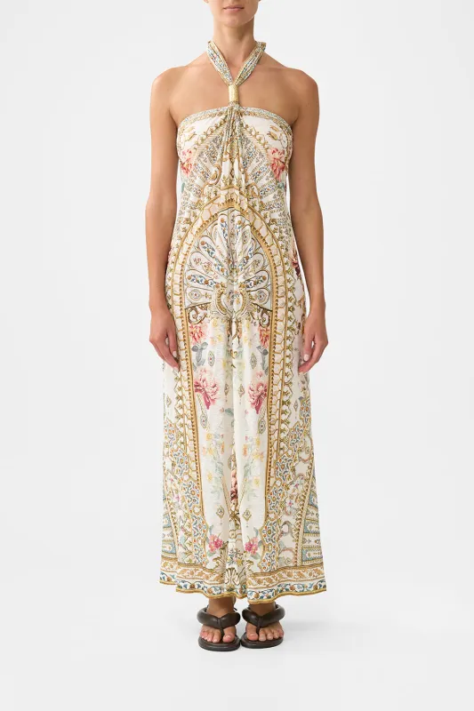 LONG DRAPED LINEN JERSEY HALTER DRESS OTTOMAN DYNASTY sold by Camilla