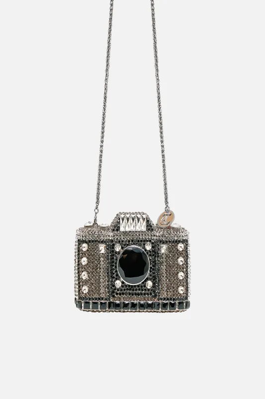 EMBELLISHED CRYSTAL CAMERA CLUTCH BAG CRYSTAL sold by Camilla