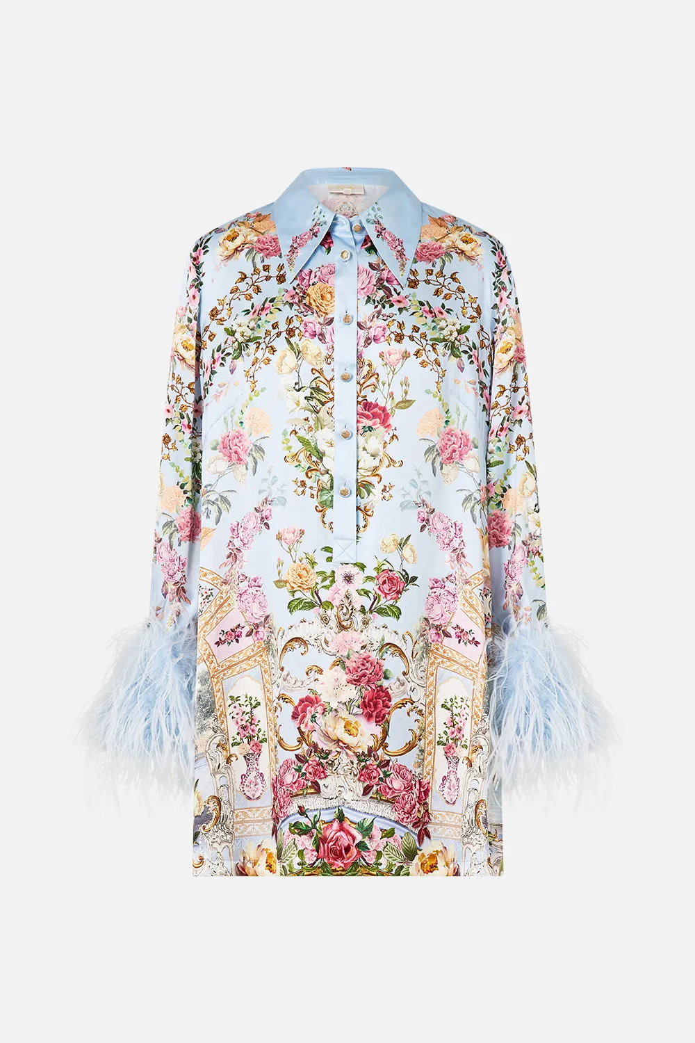 MINI SHIRT DRESS WITH FEATHERS TILED IN TIME sold by Camilla product image thumbnail 3