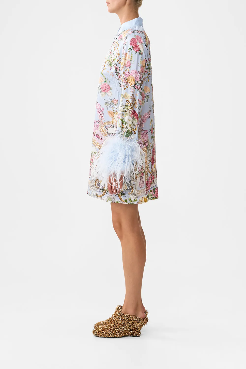 MINI SHIRT DRESS WITH FEATHERS TILED IN TIME sold by Camilla product image thumbnail 4