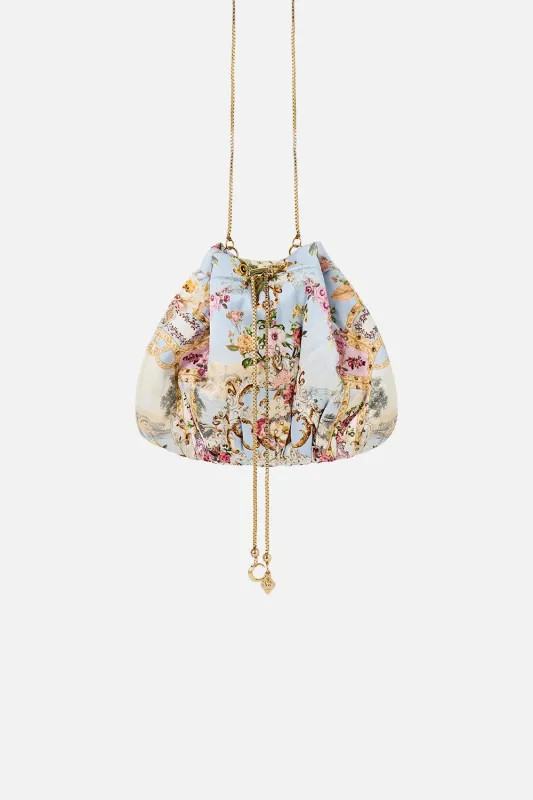 DRAWSTRING POUCH BAG WITH CHAIN STRAP TILED IN TIME sold by Camilla