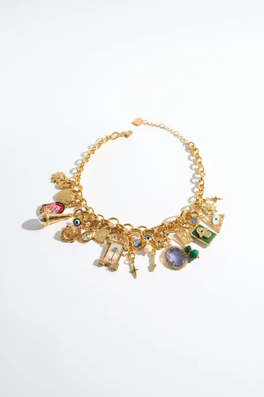 SULTANS, SCRIBES & SHAMANS CHARM NECKLACE GOLD sold by Camilla
