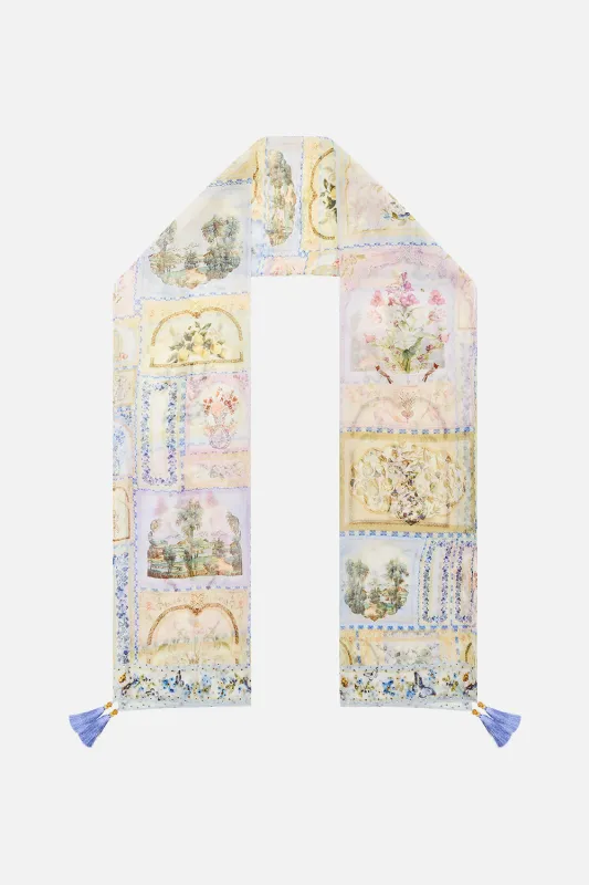 LONG SILK CRINKLE CHIFFON SCARF BOTANICAL BALLADS sold by Camilla