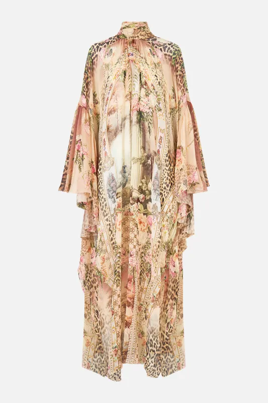 HIGH NECK RUFFLE KAFTAN WATERCOLOUR WONDERLAND sold by Camilla
