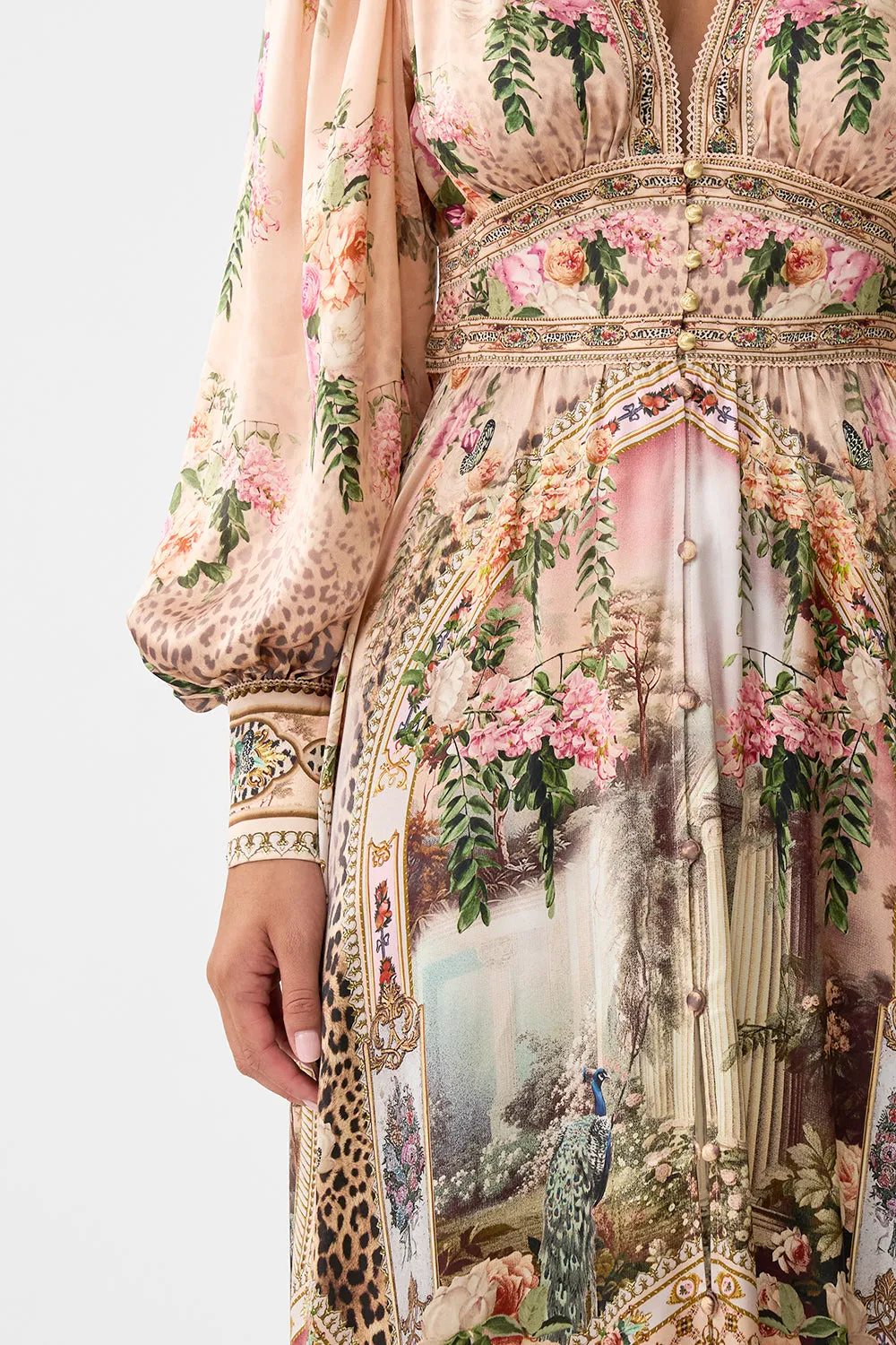 SHAPED WAISTBAND DRESS WITH GATHERED SLEEVES WATERCOLOUR WONDERLAND sold by Camilla product image thumbnail 5