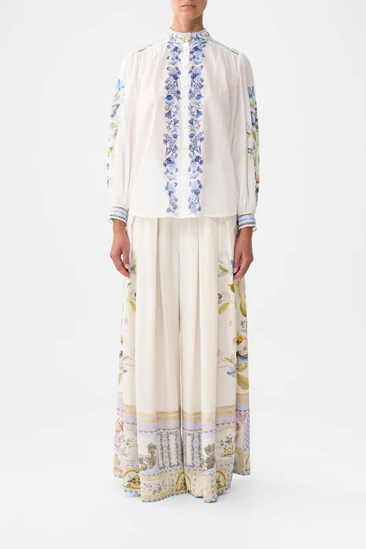HIGH NECK BUTTON THROUGH BLOUSE BOTANICAL BALLADS sold by Camilla