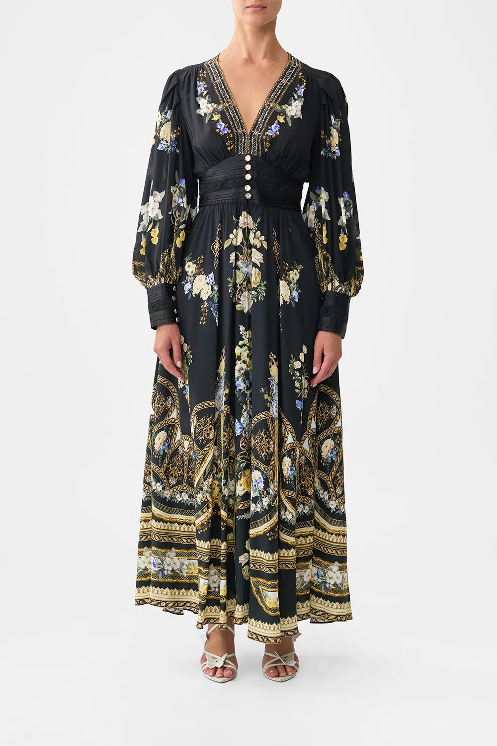 SHAPED WAISTBAND DRESS WITH GATHERED SLEEVES OTTOMAN ELEGANCE sold by Camilla