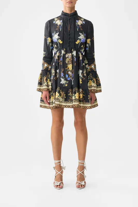 HIGH NECK SHORT DRESS WITH RUFFLE CUFF OTTOMAN ELEGANCE sold by Camilla