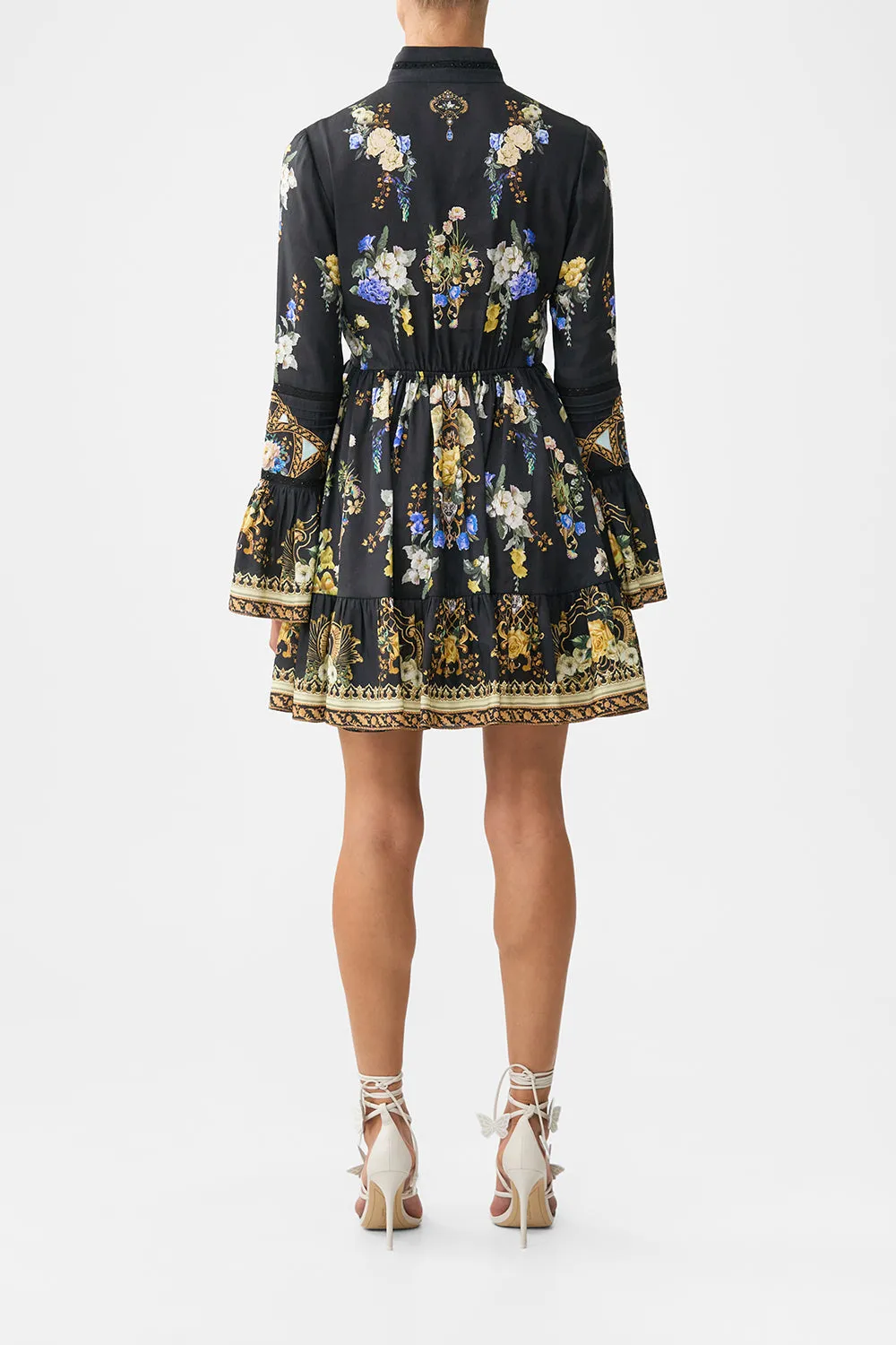 HIGH NECK SHORT DRESS WITH RUFFLE CUFF OTTOMAN ELEGANCE sold by Camilla product image thumbnail 2