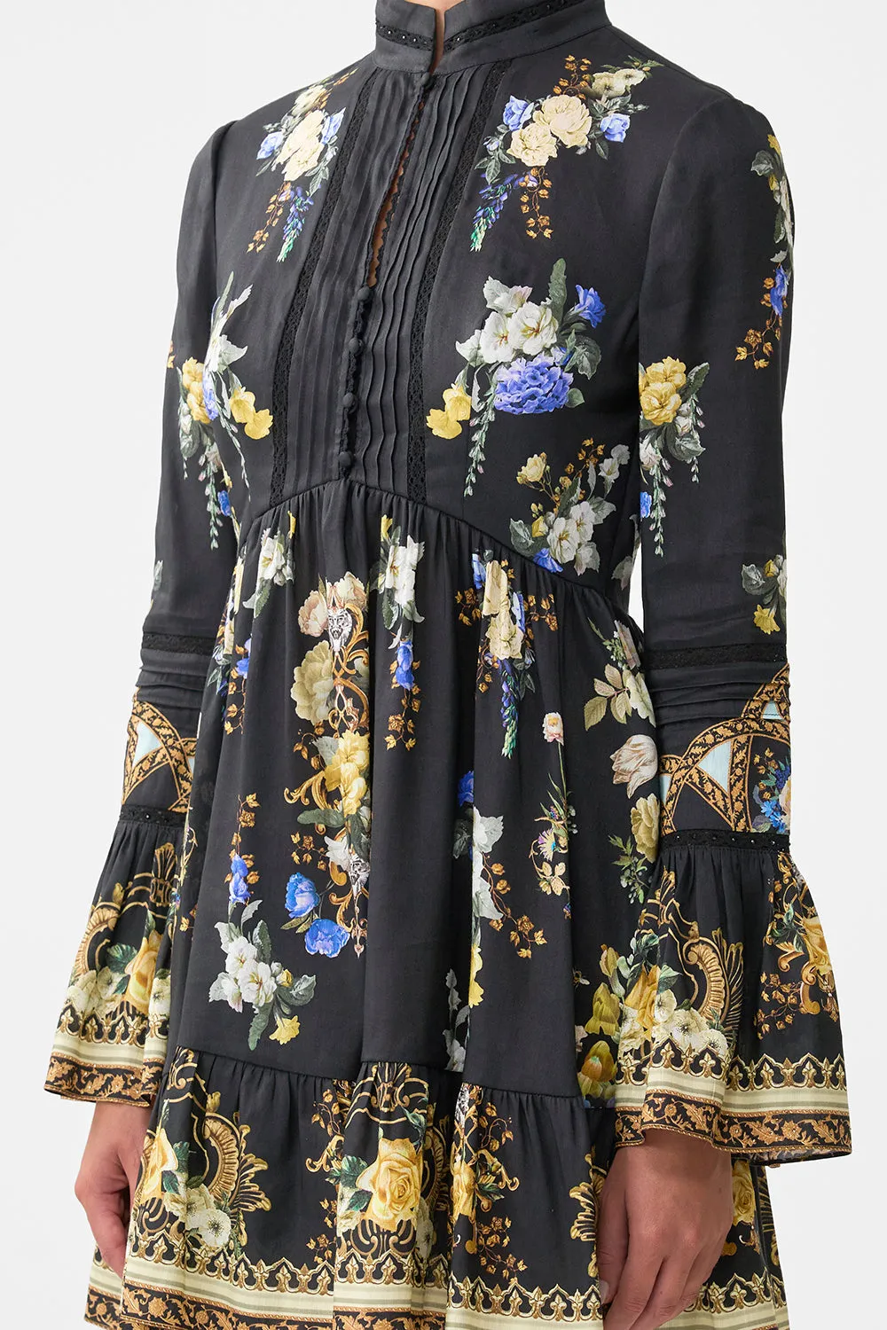 HIGH NECK SHORT DRESS WITH RUFFLE CUFF OTTOMAN ELEGANCE sold by Camilla product image thumbnail 5