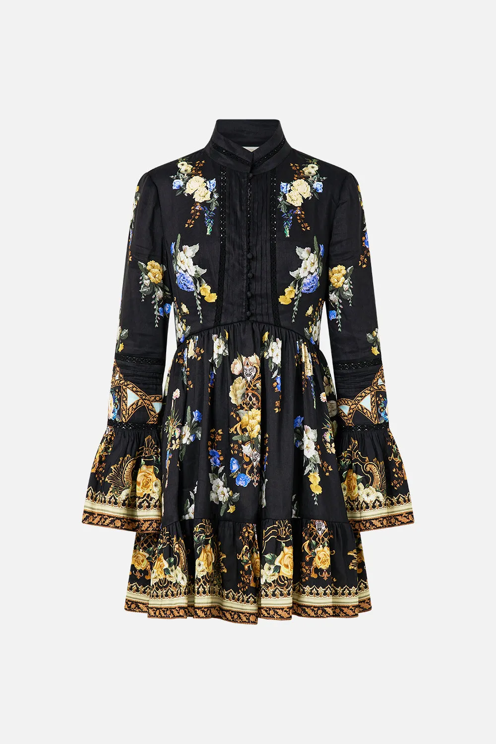 HIGH NECK SHORT DRESS WITH RUFFLE CUFF OTTOMAN ELEGANCE sold by Camilla product image thumbnail 3