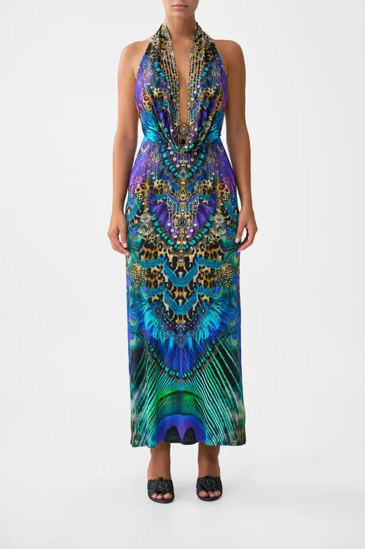 DEEP COWL PLUNGE DRESS COSMIC ZOOLOGY sold by Camilla