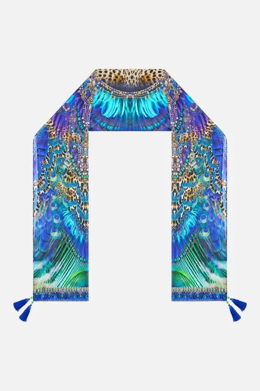 LONG SILK CRINKLE CHIFFON SCARF COSMIC ZOOLOGY sold by Camilla