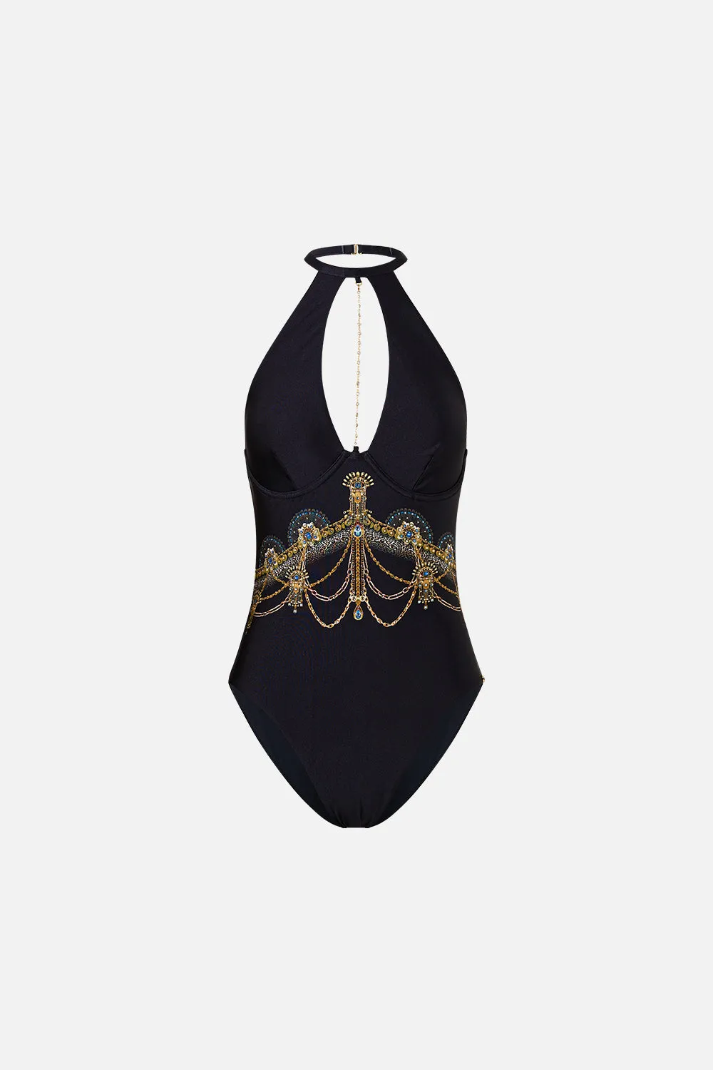 HIGH NECK HALTER UNDERWIRE ONE PIECE WITH CHAIN SONG OF THE SOLSTICE sold by Camilla product image thumbnail 3