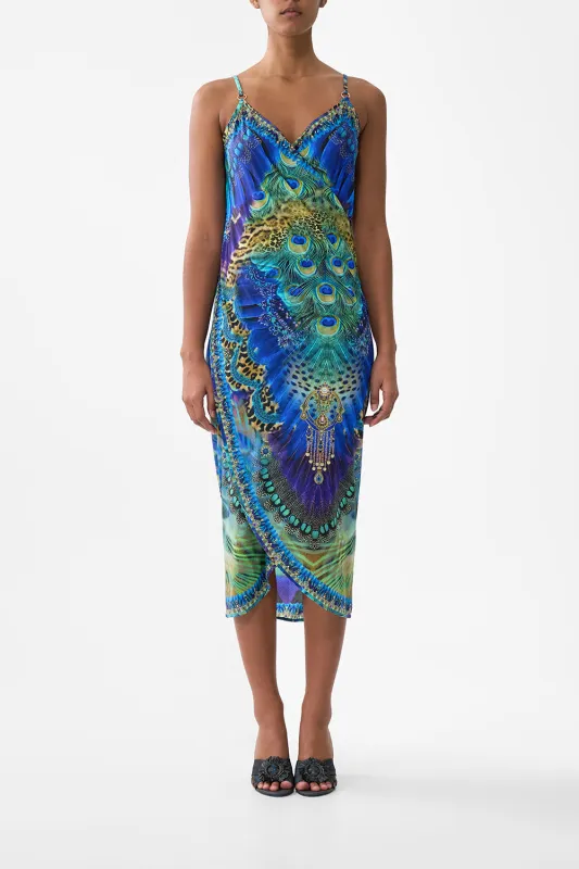 WRAP FRONT BACKLESS BEACH MIDI DRESS WITH TRIMS COSMIC ZOOLOGY sold by Camilla