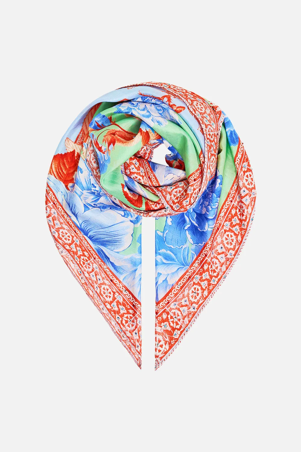 LARGE CRYSTALLED SILK SQUARE SCARF TOPKAPI POP sold by Camilla